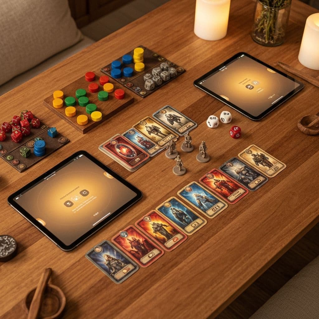 Cardboard Rebellion game experience featuring premium board game components with digital enhancements